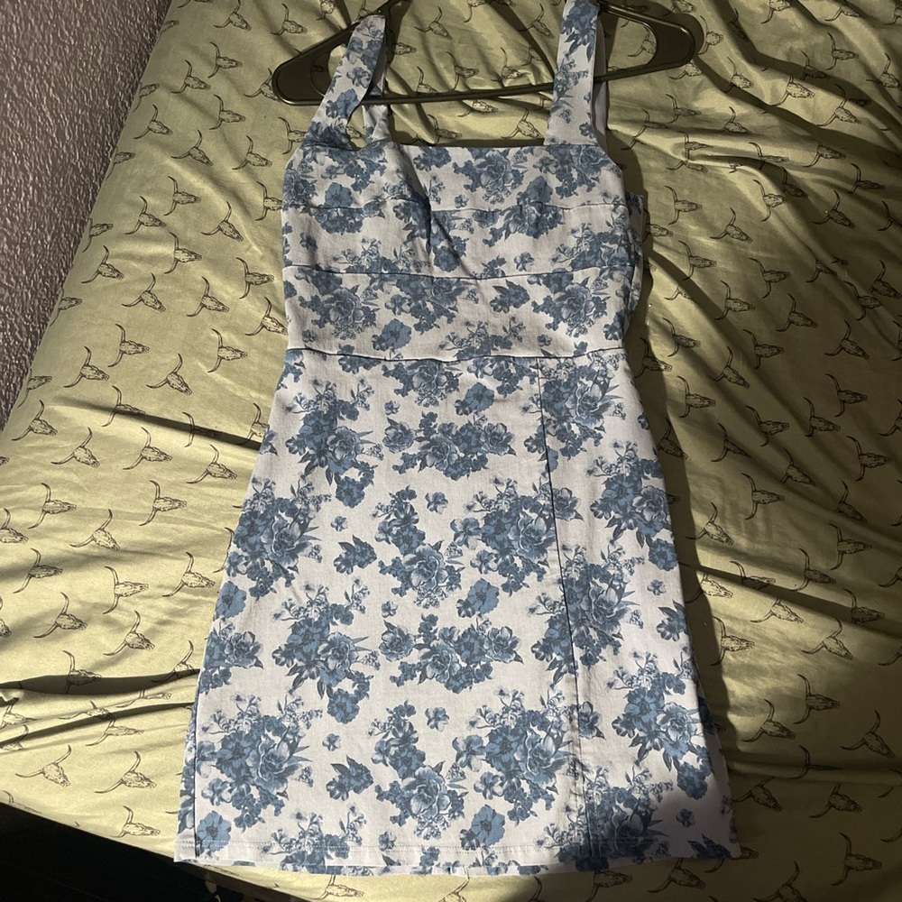 Trixxi Blue and White Sleeveless Sundress